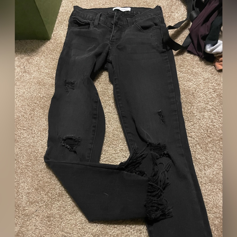 Flying monkey frayed jeans